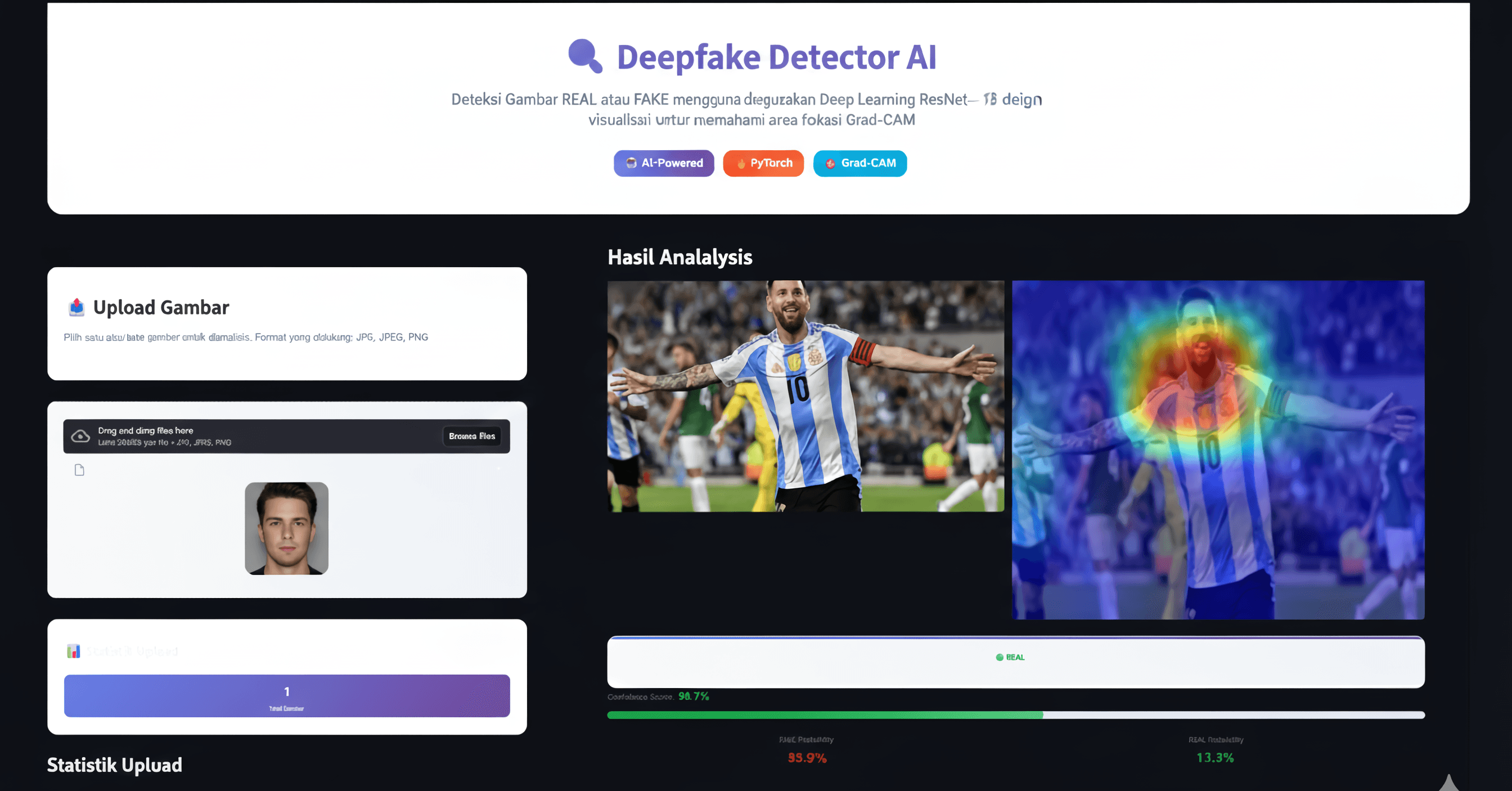 Web App Deteksi Deepfake dengan Transfer Learning CNN ResNet-18 + Grad-CAM